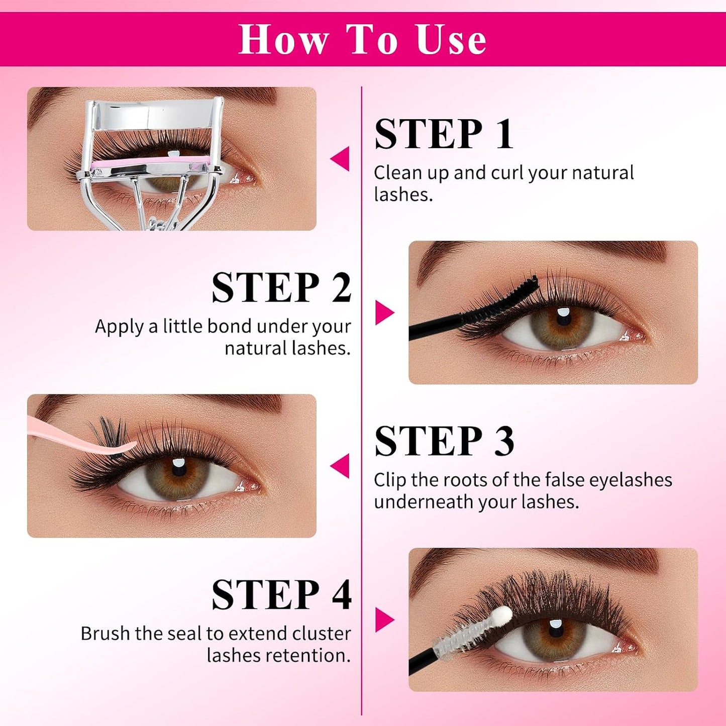 Lash Clusters Kit DIY Lash Extension Kit 3 Boxes Cluster Lashes 960Pcs Cluster Eyelash Extensions Wispy Eyelash Clusters with Lash Bond&Seal,Gift Packs for Beginners Bulk Pack(12 Counts Lash Kit-2)